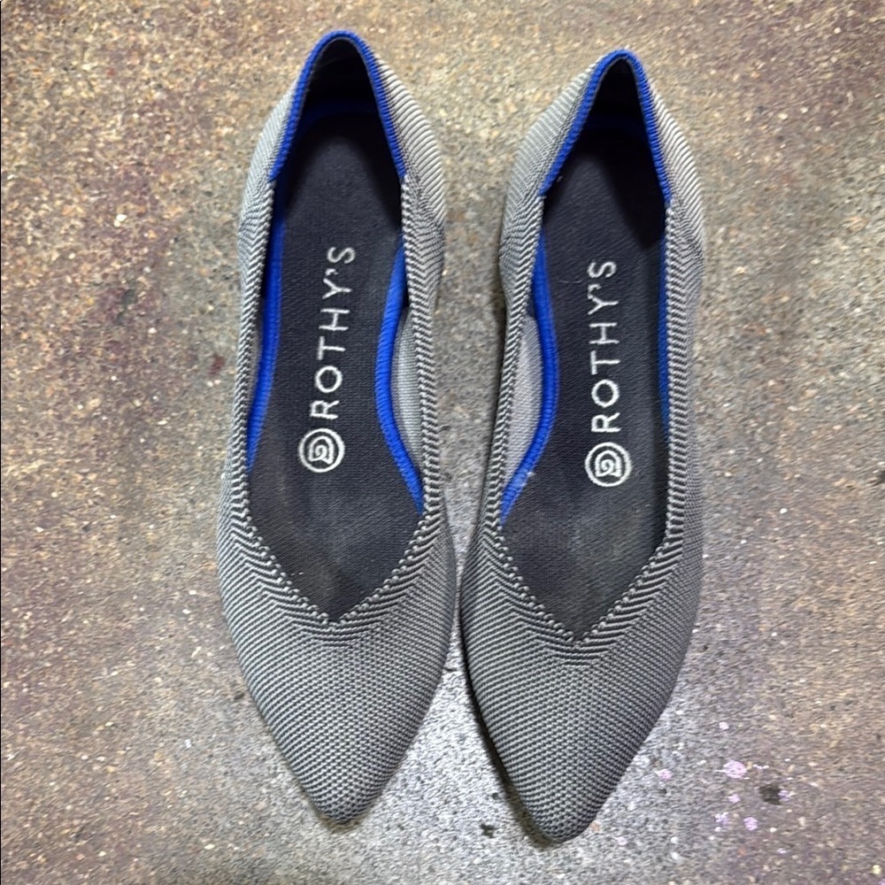 Rothy's Gray Flats with Pointed Toe Design